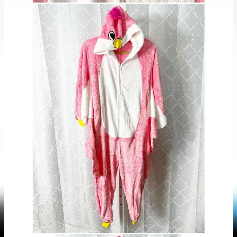 KID's Bird One-Piece Costume Jumpsuit-Pink/White-Zip Front-Sz 8-12YrO 140cm-NEW
